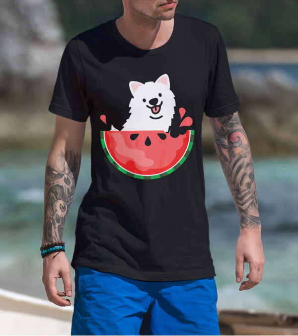 Watermelon Samoyed Summer Va Playful Pup Fun T-Shirt