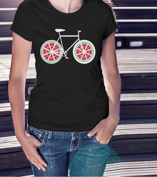 Fixie Single Speed Bicycle With Watermelon Wheels T-Shirt