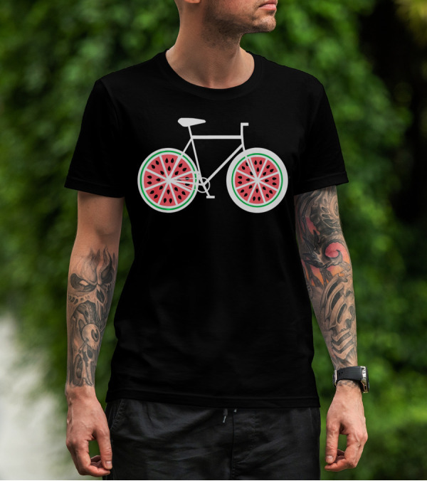 Fixie Single Speed Bicycle With Watermelon Wheels T-Shirt