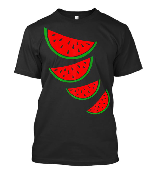 Watermelon Pink Green White Slices Diagonal T-Shirt
