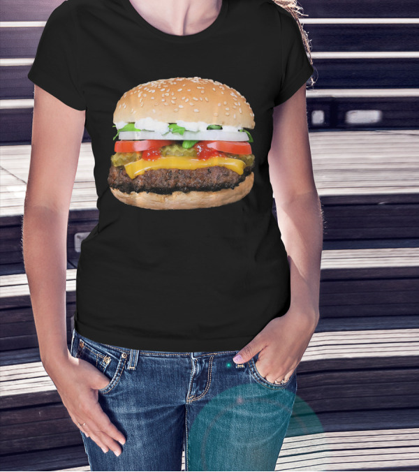 Burger Cheeseburger Matching With Fries Duo Delight T-Shirt