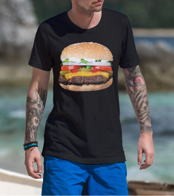 Burger Cheeseburger Matching With Fries Duo Delight T-Shirt