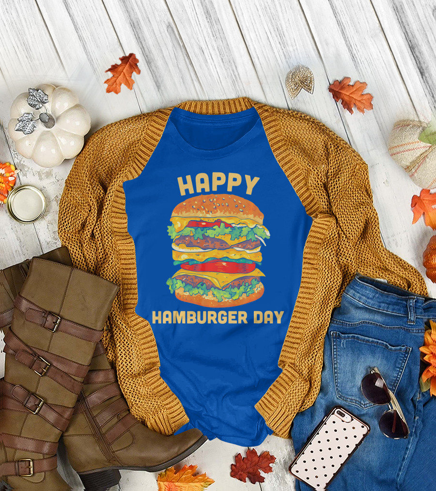 Happy Hamburger Day Cheeseburger快乐汉堡日 T-Shirt