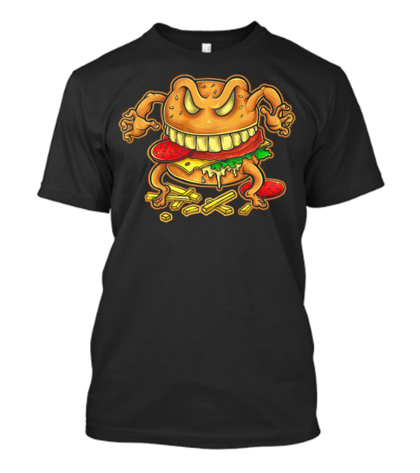 Giant Monster Burger With Muscular Arms And Fries T-Shirt