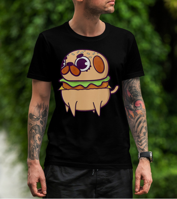 Cute Pug Hamburger Funny Pug Burger Love T-Shirt