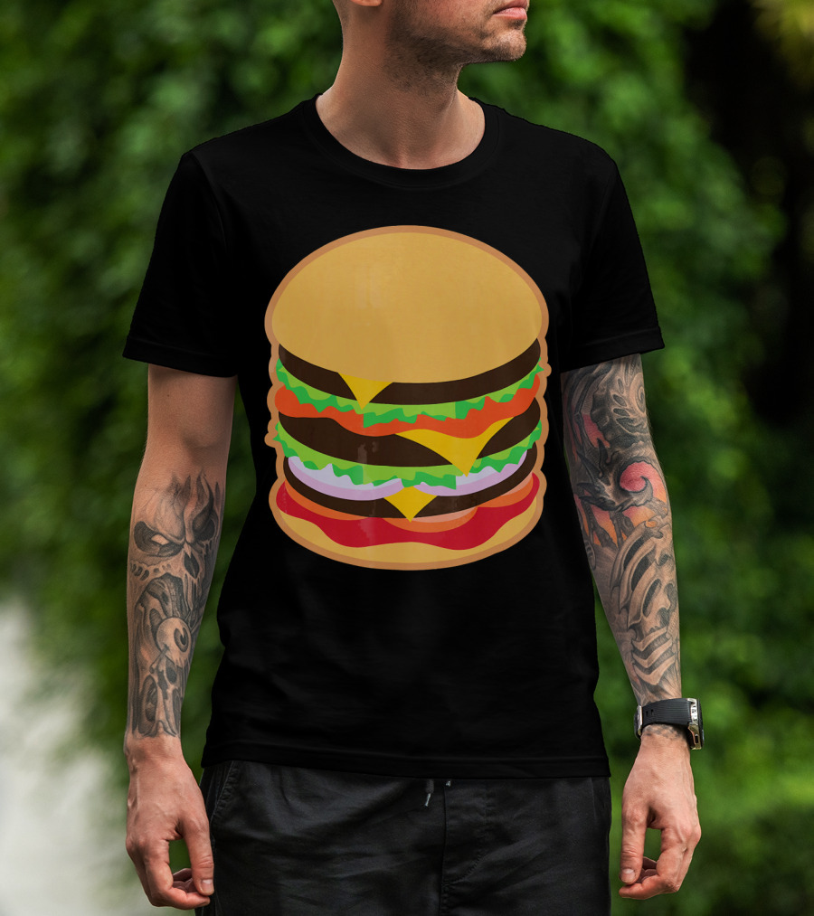 Funny Hamburger Barbecue BBQ Griller Double Cheeseburger T-Shirt