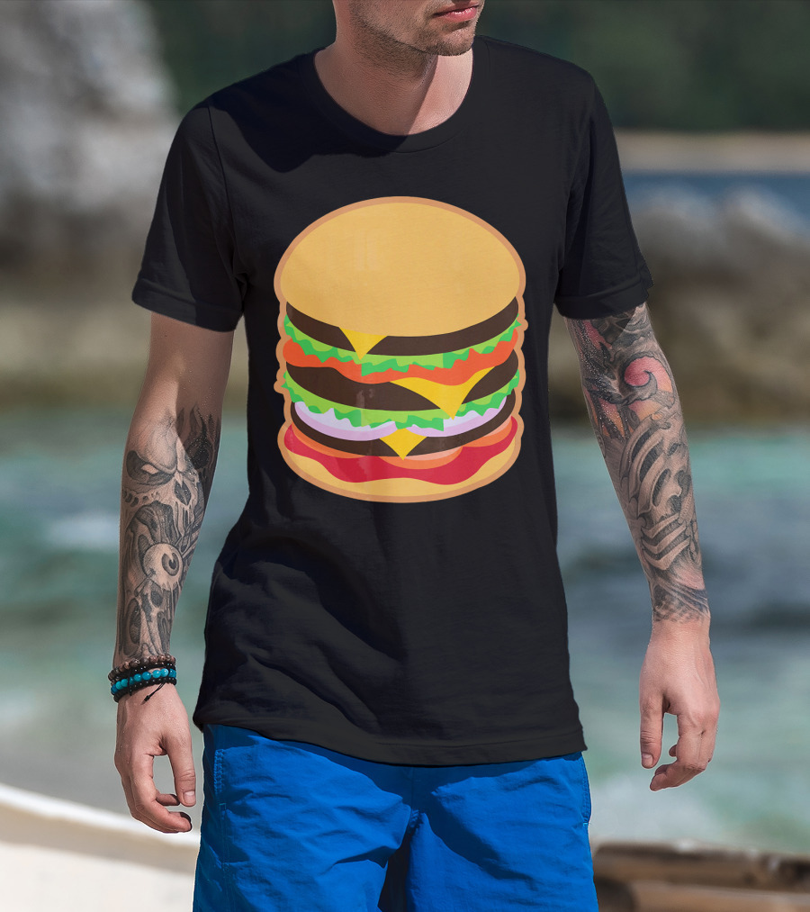 Funny Hamburger Barbecue BBQ Griller Double Cheeseburger T-Shirt