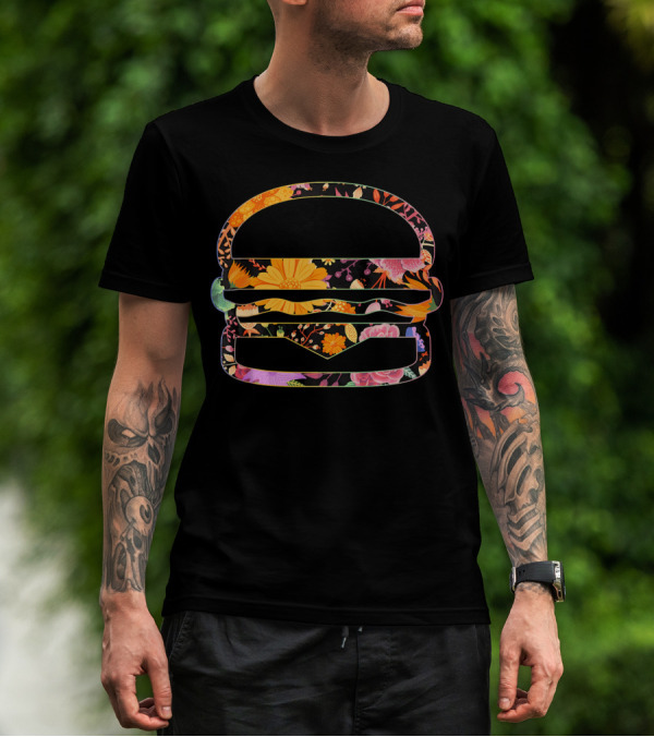 Floral Flower Vintage Retro Hamburger T-Shirt