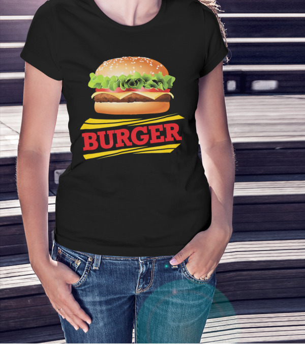 BURGER Cheeseburger Lettuce Meat Tomato Cheese Bun T-Shirt