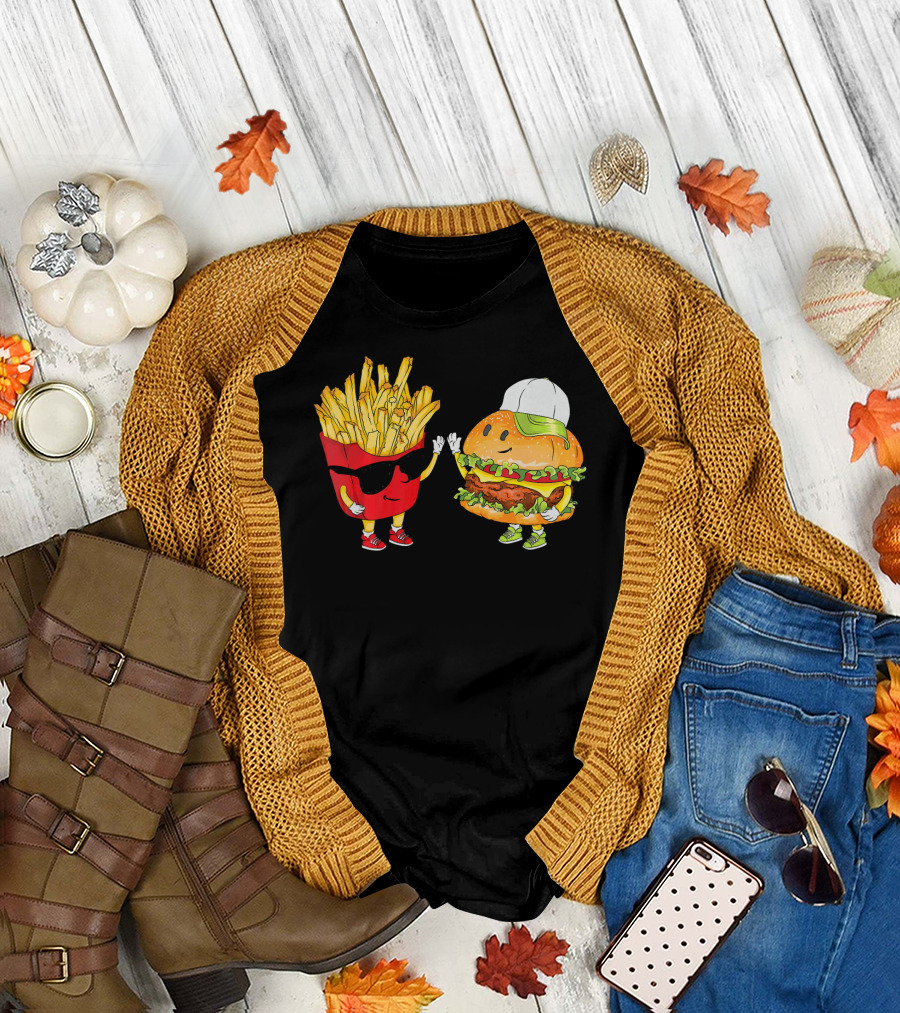 Hamburger Fries High Five Cool Fun Combo T-Shirt