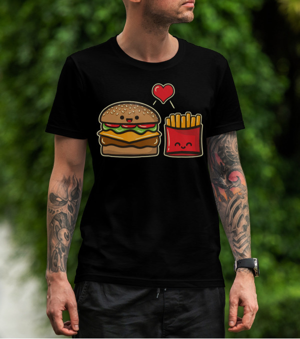 Burger And Fries Love Food T-Shirt