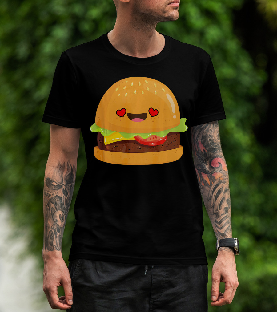 Cheeseburger Love Heart Eyes Emoji Cheese T-Shirt