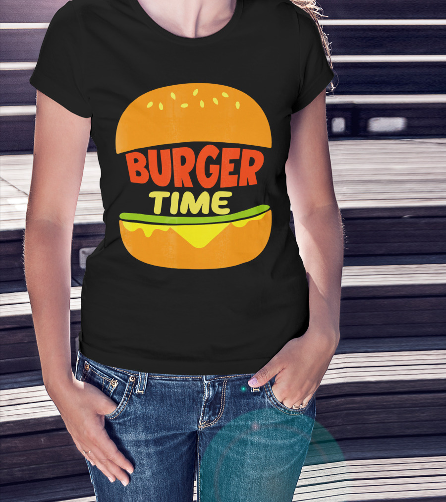 Burger Time Cheeseburger Icon Text T-Shirt