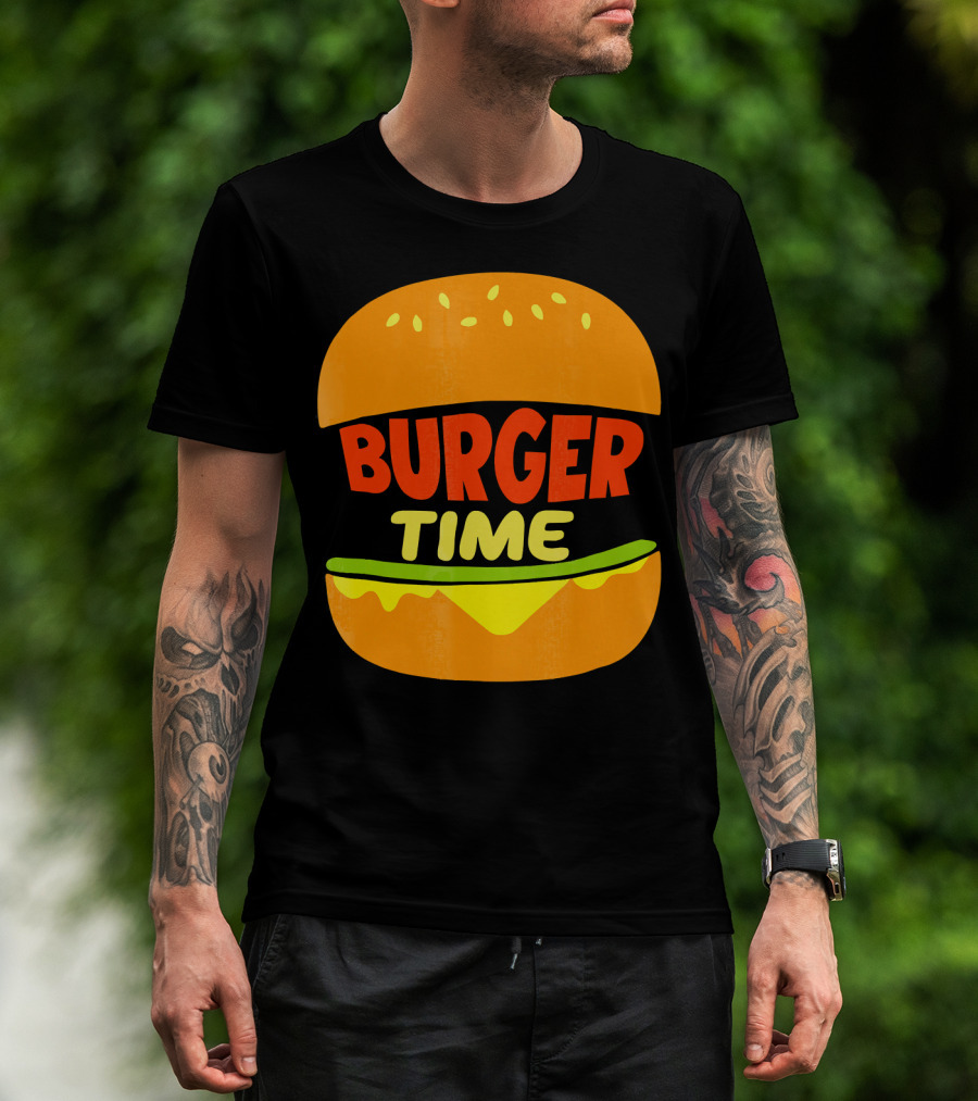 Burger Time Cheeseburger Icon Text T-Shirt