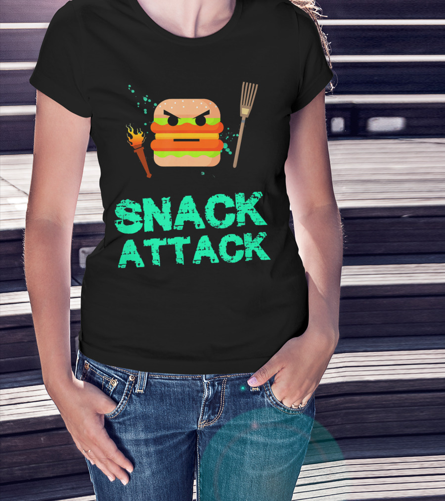 Snack Attack Burger Funny Food Snacks T-Shirt