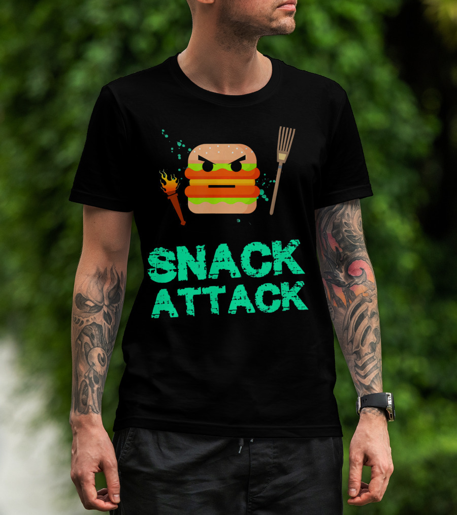 Snack Attack Burger Funny Food Snacks T-Shirt