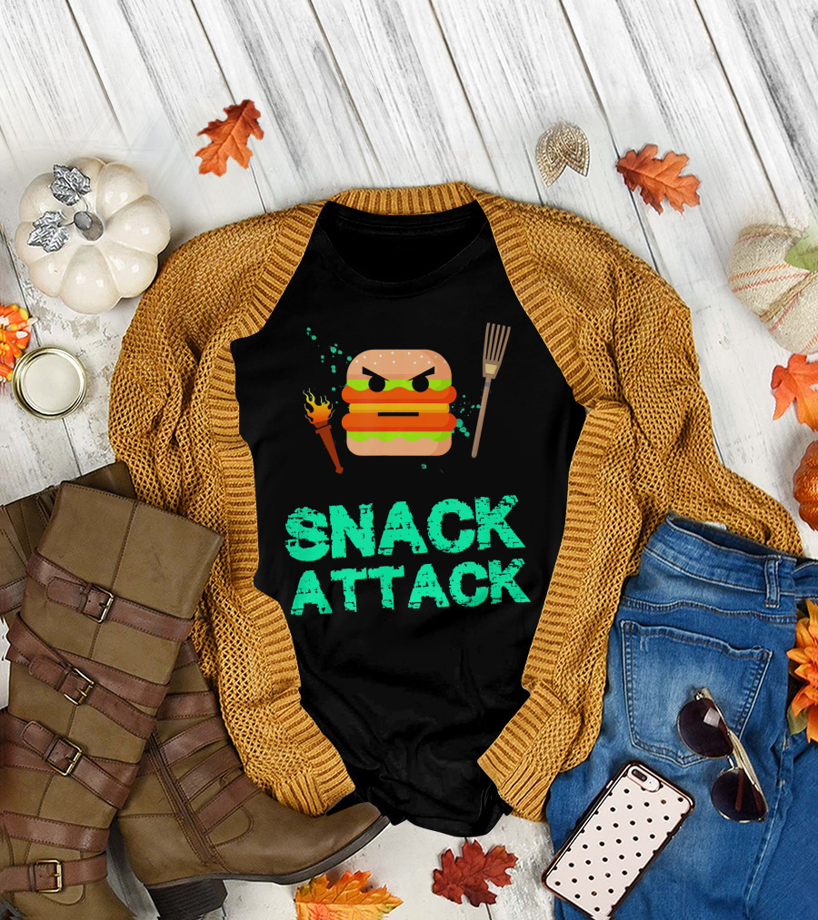 Snack Attack Burger Funny Food Snacks T-Shirt