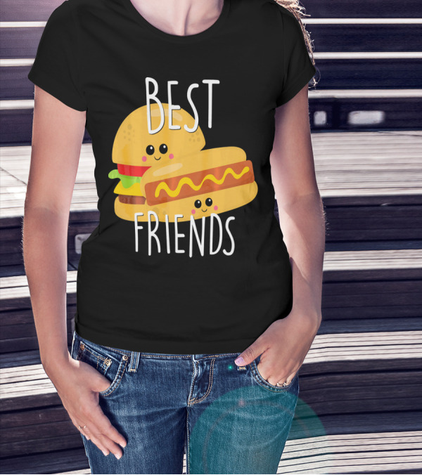 Best Friends Hot Dog And Burger Matching Duo T-Shirt