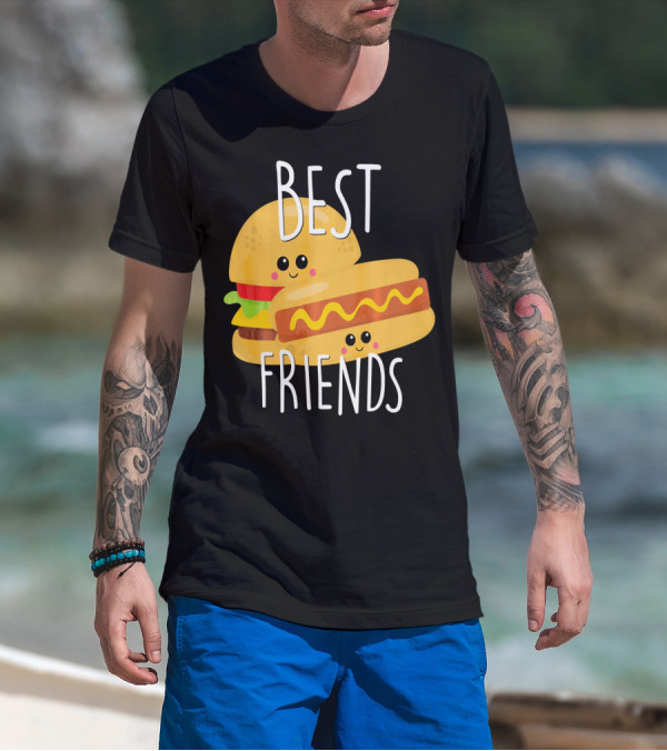 Best Friends Hot Dog And Burger Matching Duo T-Shirt