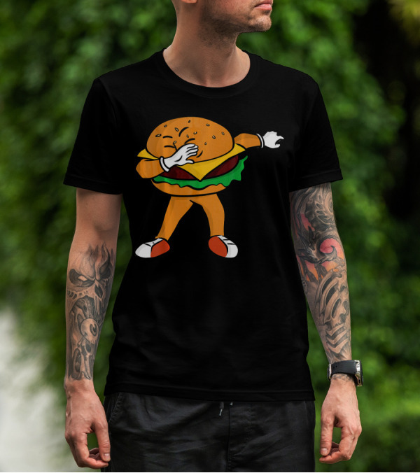 Dabbing Cheeseburger Character Dance T-Shirt
