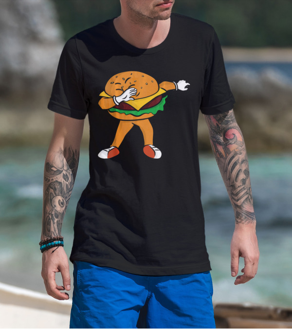Dabbing Cheeseburger Character Dance T-Shirt