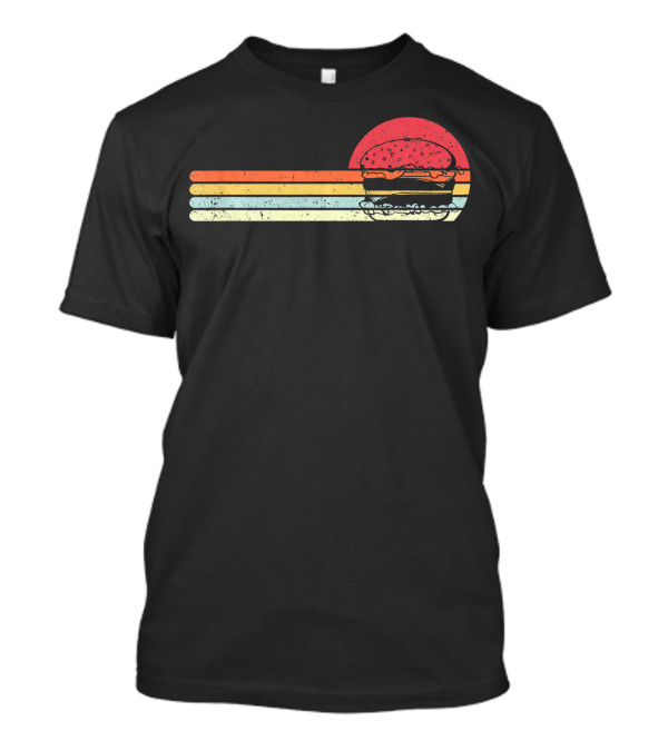 Retro Cheeseburger Sunset Stripes Burger T-Shirt