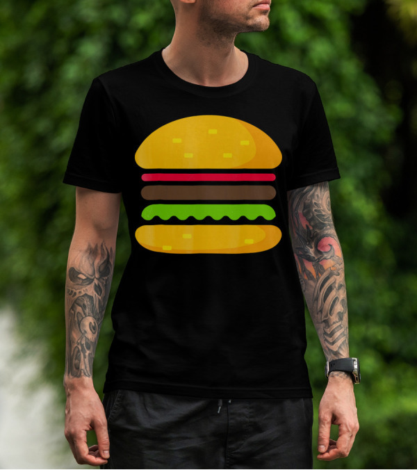 Minimalist Hamburger Layers Striped T-Shirt