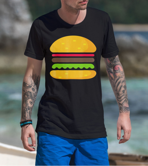 Minimalist Hamburger Layers Striped T-Shirt
