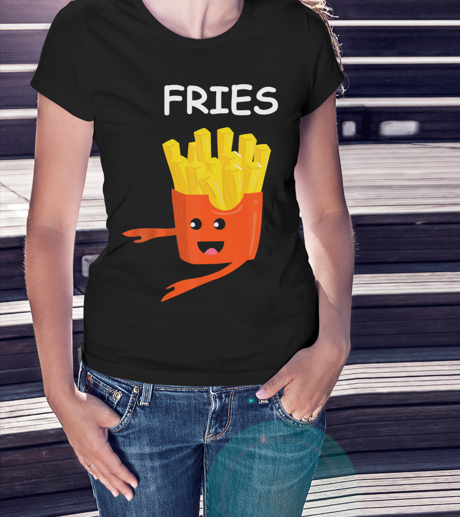 Funny Burger FRIES Matching Couples Vale Playful Cartoon T-Shirt