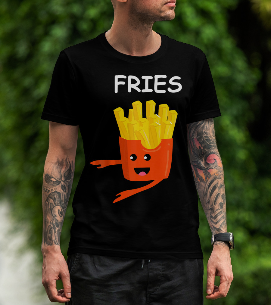 Funny Burger FRIES Matching Couples Vale Playful Cartoon T-Shirt