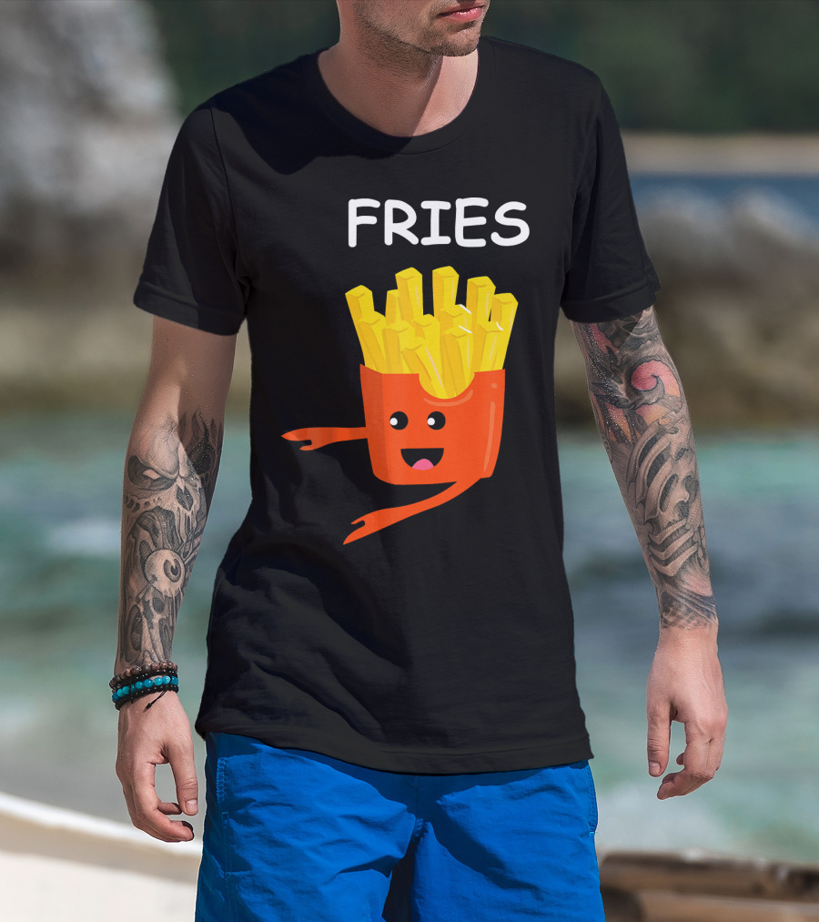 Funny Burger FRIES Matching Couples Vale Playful Cartoon T-Shirt
