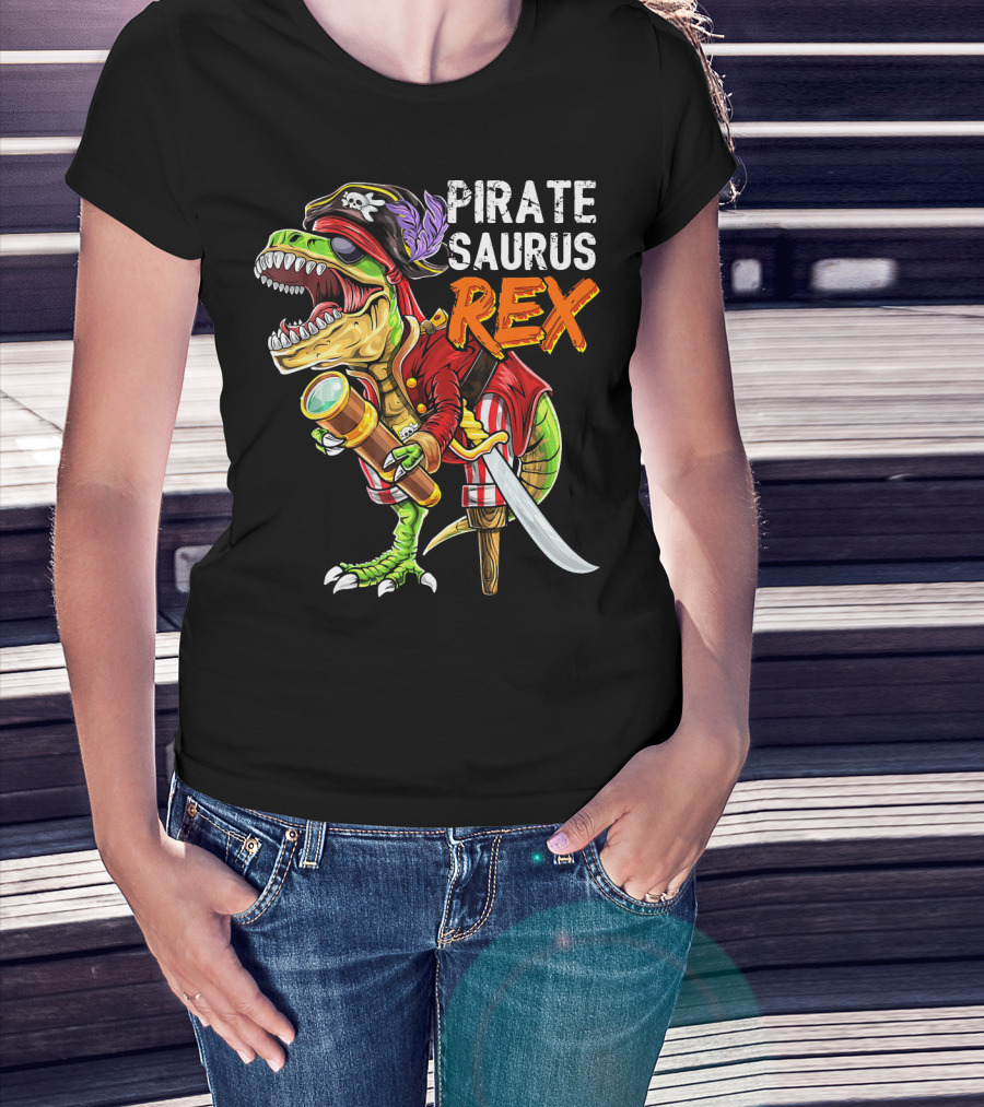 Pirate Saurus Rex Dinosaur Pirate Hat T-Shirt