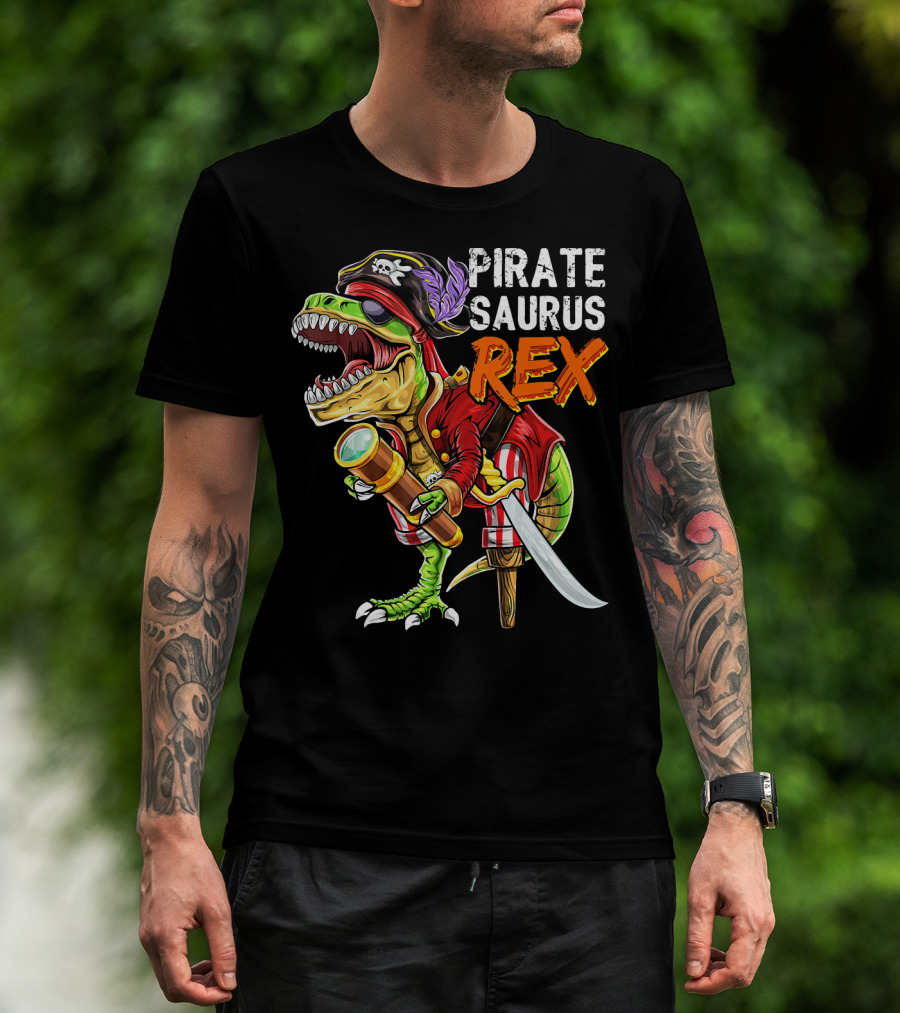 Pirate Saurus Rex Dinosaur Pirate Hat T-Shirt