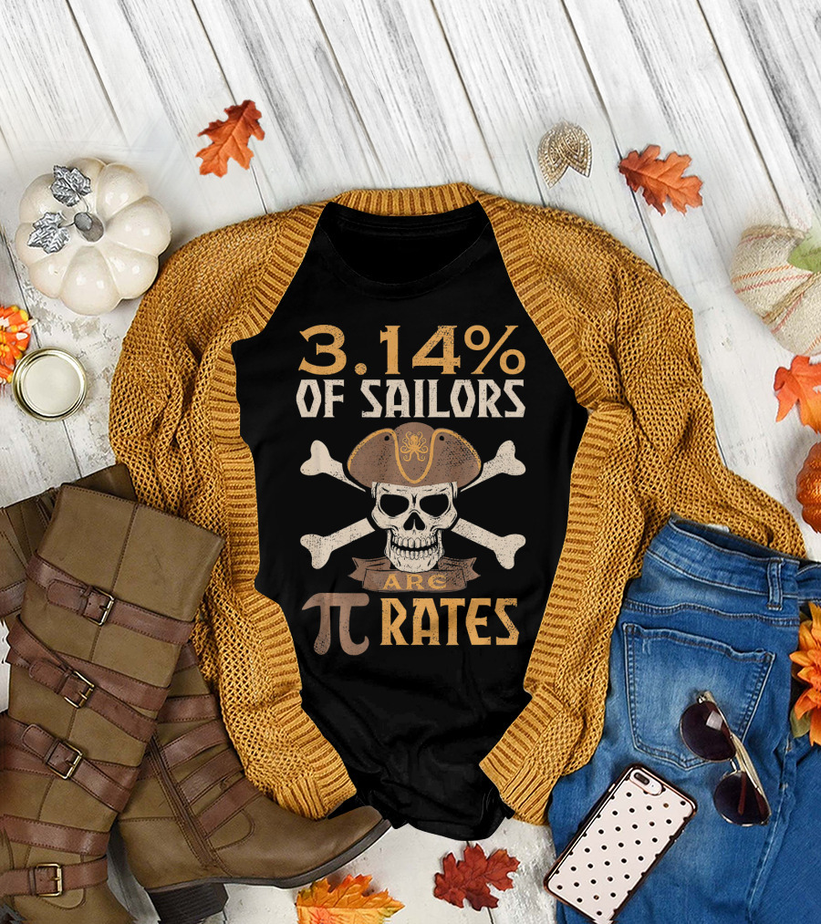 3.14% of Sailors Are Pi Rates Math Geek Pirate Skull Crossbones T-Shirt