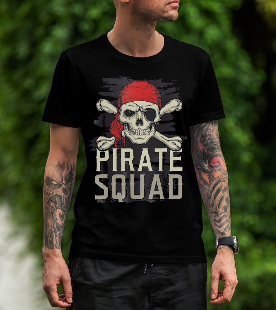 Pirate Squad Skull Crossbones Bandana T-Shirt