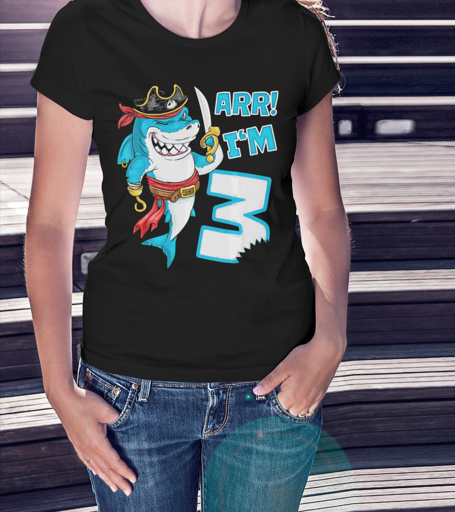 ARR I'm 3 Pirate Shark 3rd Birthday T-Shirt