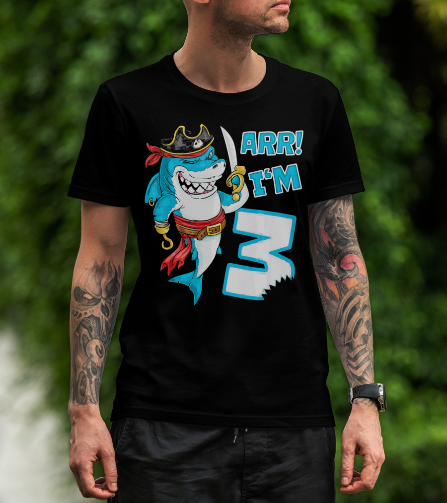 ARR I'm 3 Pirate Shark 3rd Birthday T-Shirt