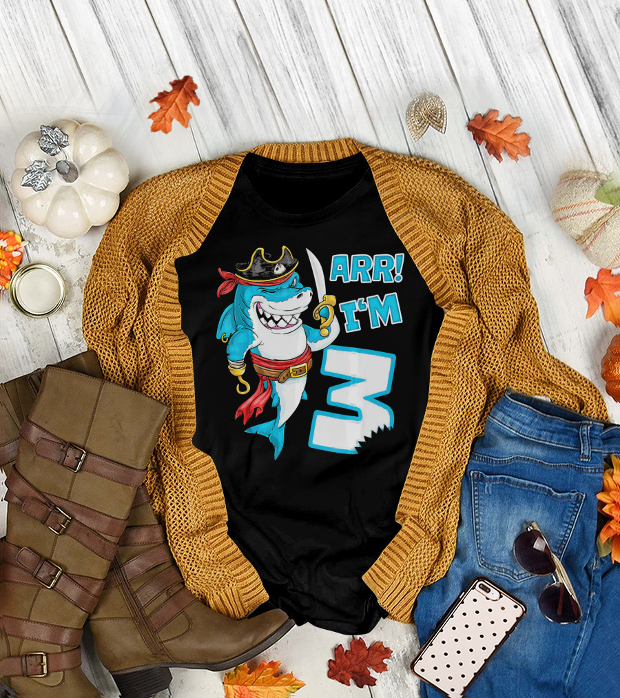 ARR I'm 3 Pirate Shark 3rd Birthday T-Shirt