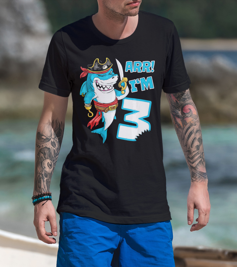 ARR I'm 3 Pirate Shark 3rd Birthday T-Shirt
