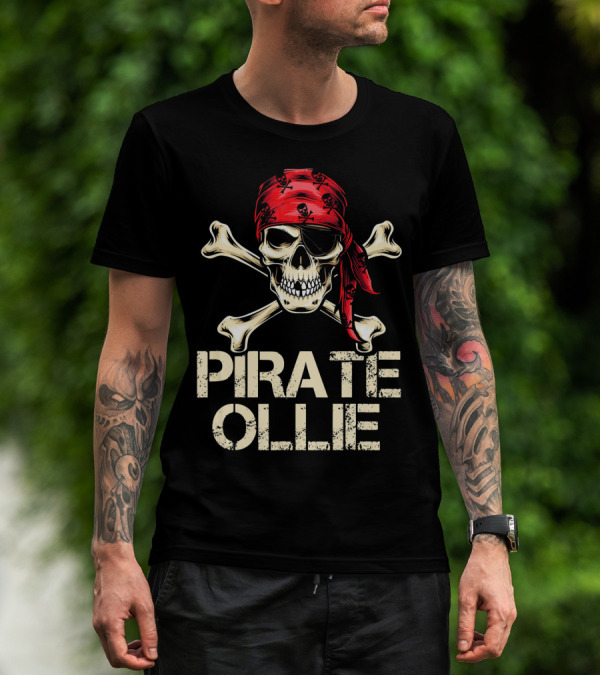 PIRATE OLLIE Skull Crossbones Red Bandana T-Shirt