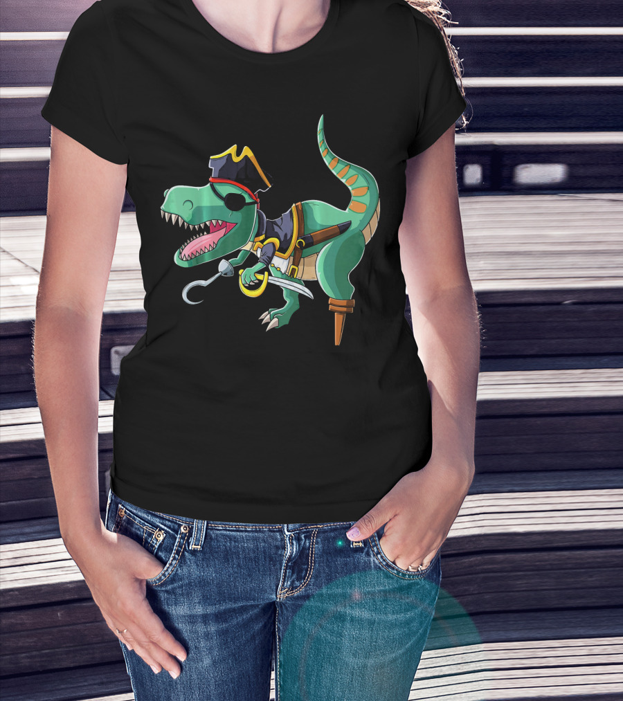 Pirate Rex Dinosaur With Hook And Peg Leg T-Shirt