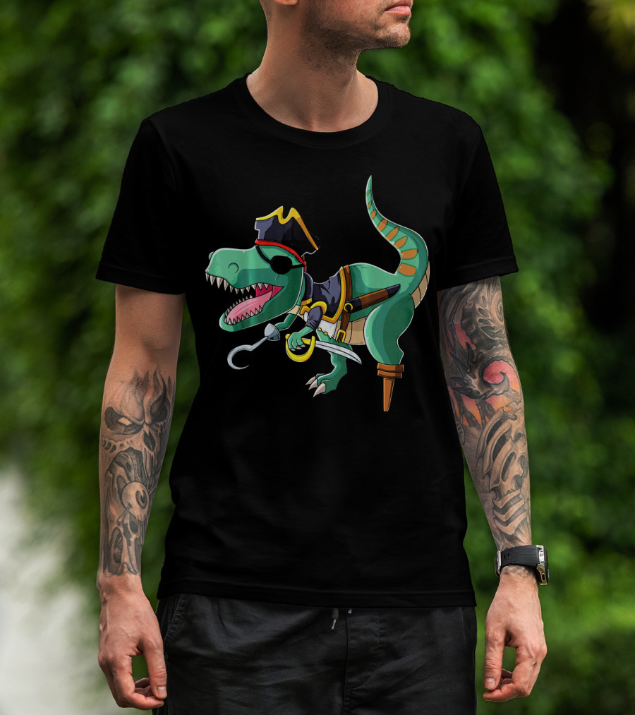 Pirate Rex Dinosaur With Hook And Peg Leg T-Shirt