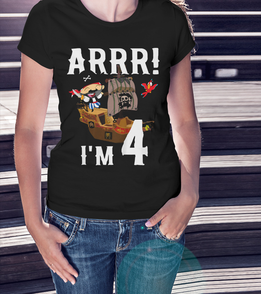 ARRR I'm 4 Pirate Birthday Kids T-Shirt