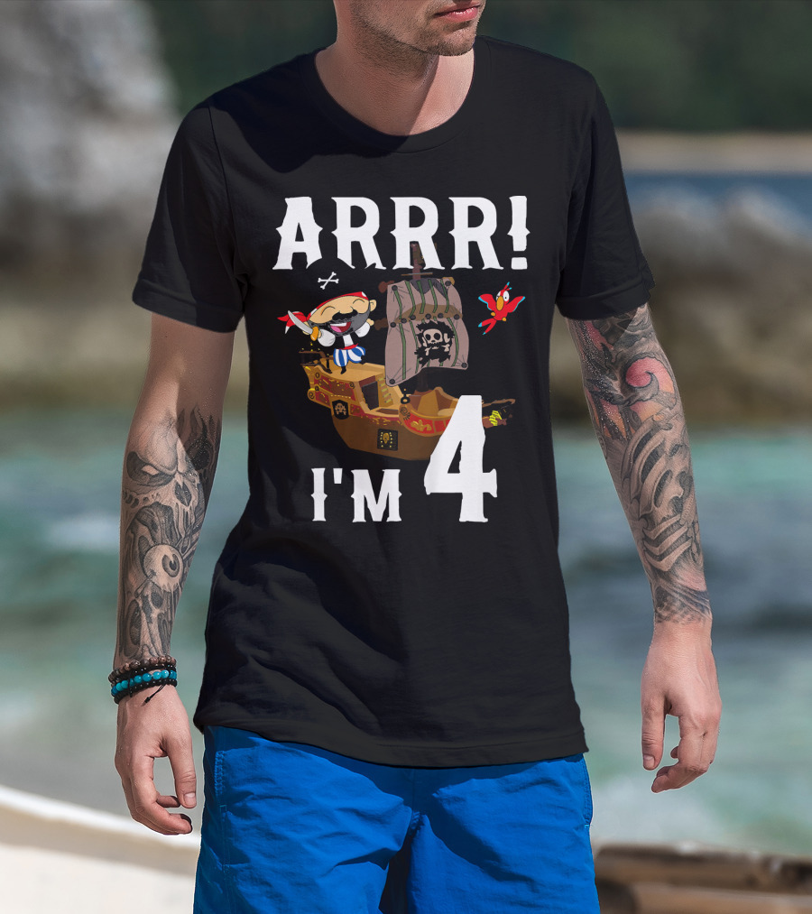 ARRR I'm 4 Pirate Birthday Kids T-Shirt