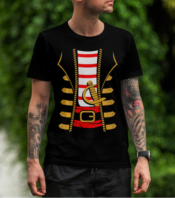 Pirate Halloween Costume Sword Striped T-Shirt