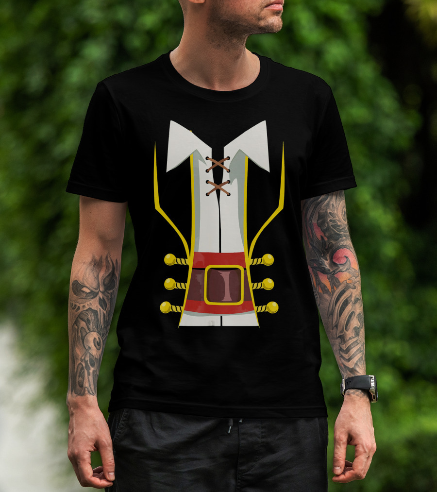Pirate Buccaneer Halloween Costume Corset Vest Buckle T-Shirt
