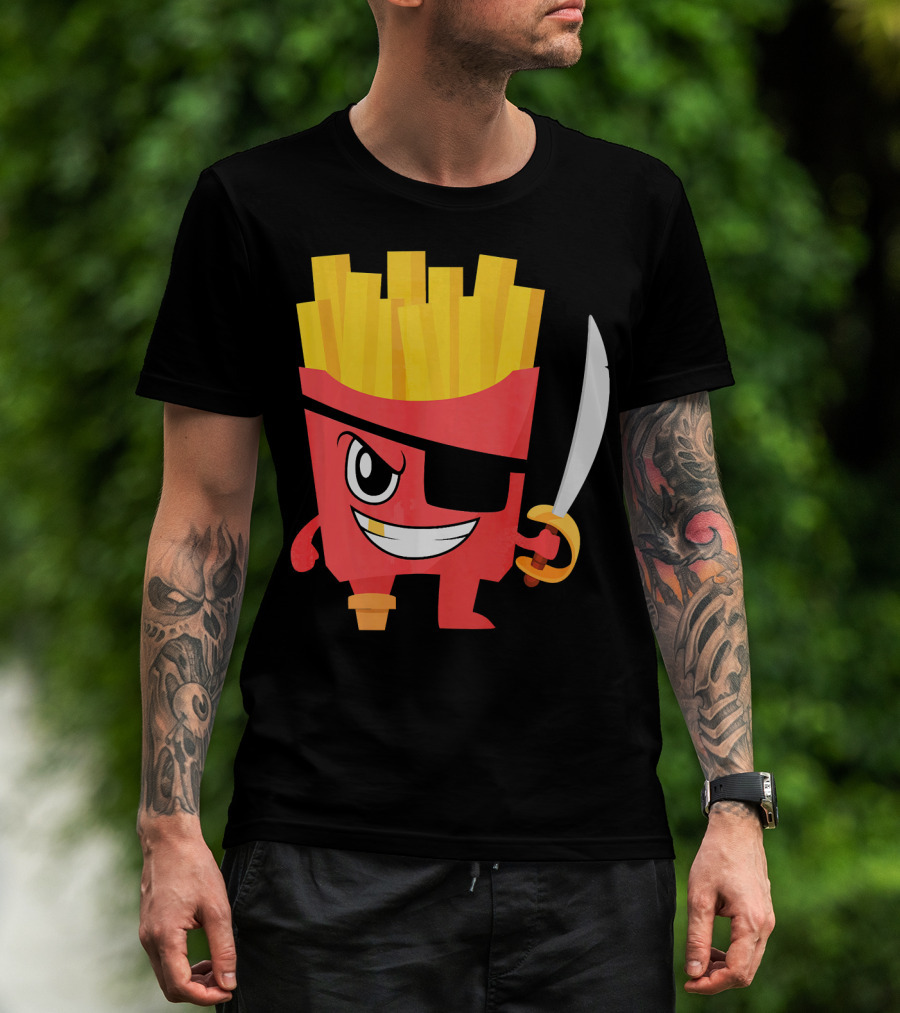 Pirate French Fry Box With Eyepatch And Sword T-Shirt
