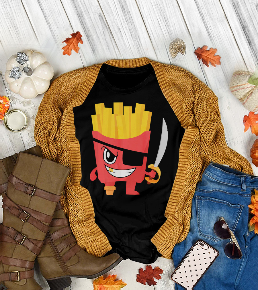 Pirate French Fry Box With Eyepatch And Sword T-Shirt
