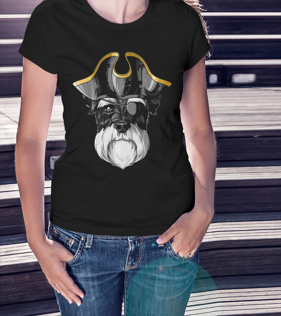 Pirate Schnauzer With Eyepatch And Pirate Hat T-Shirt