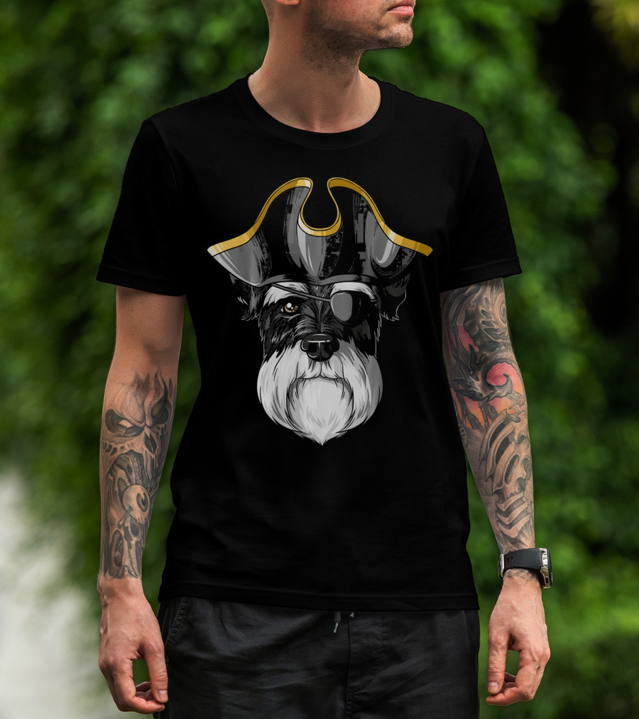 Pirate Schnauzer With Eyepatch And Pirate Hat T-Shirt